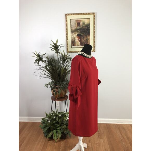 CeCe Women Sheath Dress 4 Short Sleeve With Bows Office Siren Whimsigoth Boho - Picture 2 of 9